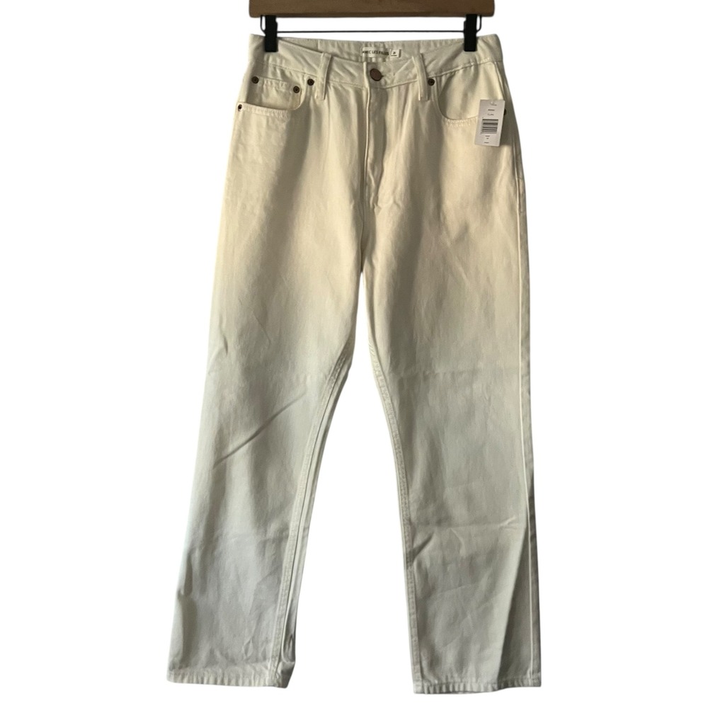 Avec Les Filles NWT‎ High Rise Cropped Straight Leg Jeans Color Ecru Size 28
